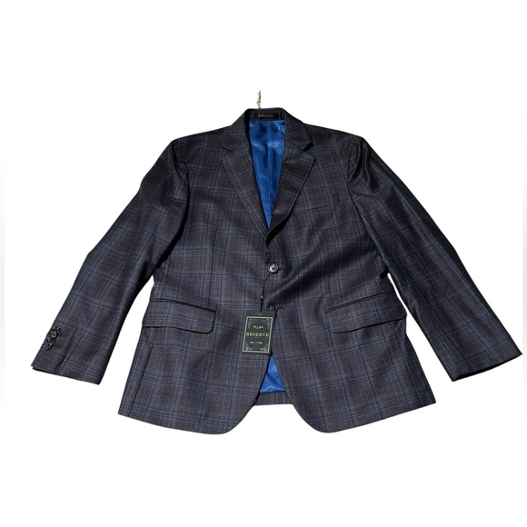 Jos. A. Bank Reserve Sport Coat 40 Short Purple Blue Plaid 100% Wool NWT